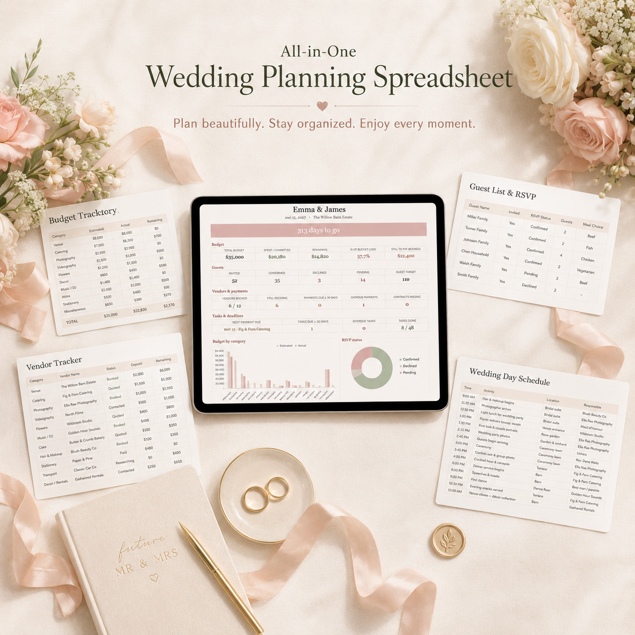 Wedding Planning Command Center — spreadsheet preview